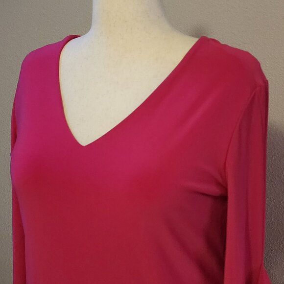 Clara Sun Woo Ruffle Cuff Dress, Hot Pink Fuchsia, Size 14 Large - Picture 4 of 5